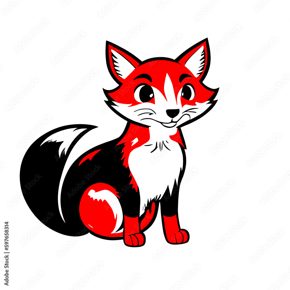 cartoon fox, vector illustration, fire fox, red fox, sticker, logo cartoon fox, vector illustration, fire fox, red fox, sticker, logo