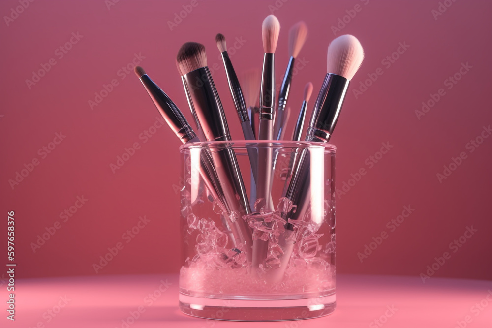 brush set in glass jar with pink background , Generative AI
brush set in glass jar with pink background , Generative AI