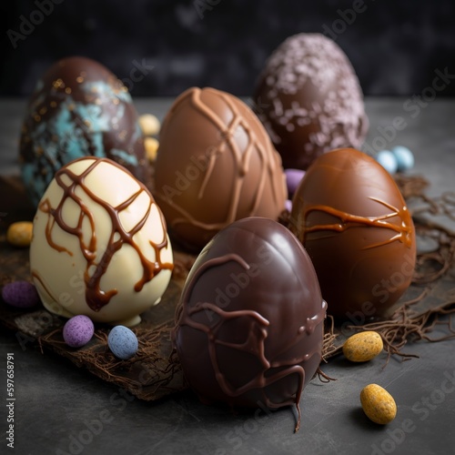 chocolate easter eggs with chocolate.