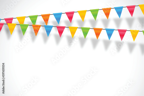 decorative party flags garland background for kids fun with shadow