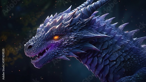 majestic purple dragon, digital art illustration, Generative AI © Artcuboy