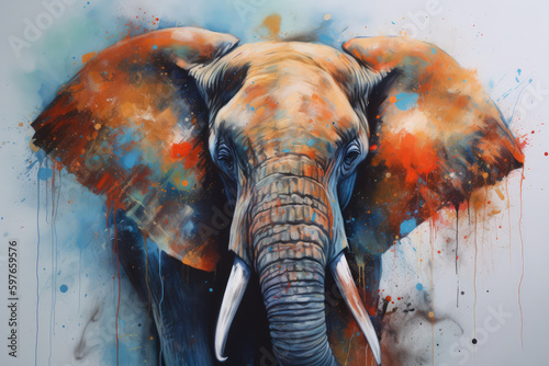 a painting of elephant, generative AI
