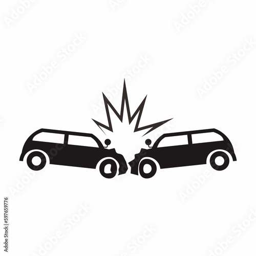 Car crash vector illustration. Road safety icon and symbol.