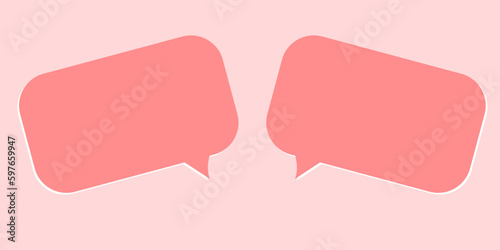 Pink and white colors of blank speech bubbles icon vector illustration. 3D speech for illustration of chat box, talk, messenger, communication, and dialogue. Isolated in pink background
