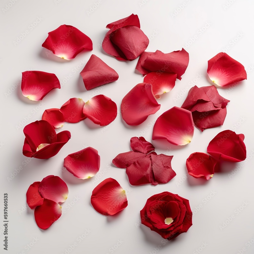 red rose petals isolated on white background. red rose petals isolated on white background.