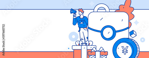 Holiday Shopping E-Commerce Online Shopping People Flat Vector Concept Operation Hand Drawn Illustration
