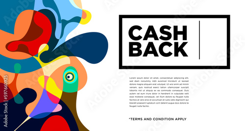 Colorful abstract geometric and fluid banner template for marketing promotion material. Giveaway, cash back, gift card, and member card bonus design template.