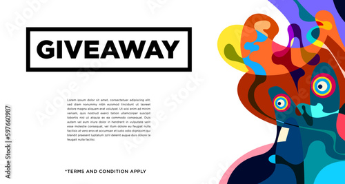 Colorful abstract geometric and fluid banner template for marketing promotion material. Giveaway, cash back, gift card, and member card bonus design template.