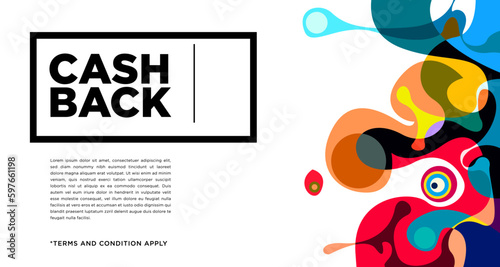 Colorful abstract geometric and fluid banner template for marketing promotion material. Giveaway, cash back, gift card, and member card bonus design template.