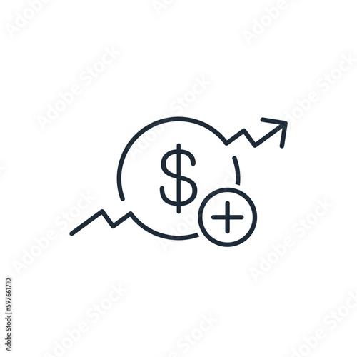 Additional financing, costs. Vector linear icon isolated on white background.