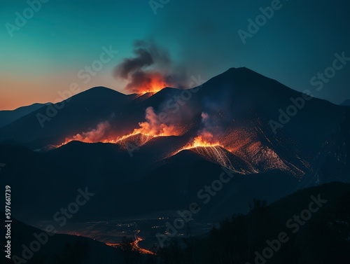 fire in the mountains.