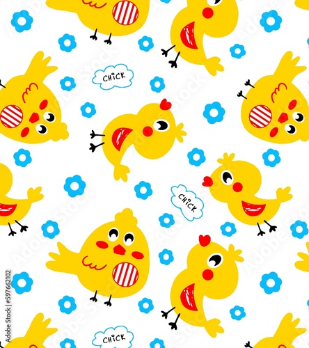 cute duck cartoon toggle hand drawn seamless colorful © suttinun
