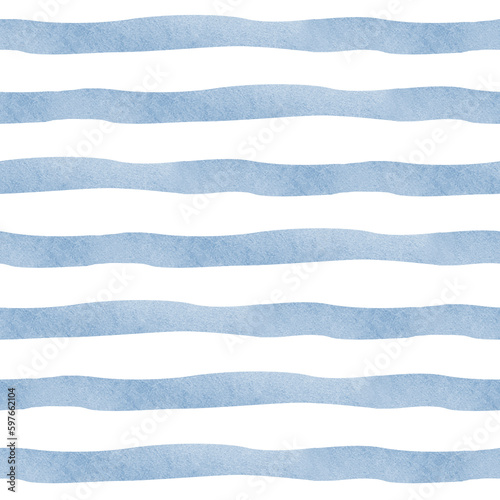 Seamless marine pattern with watercolor waves