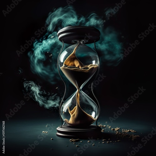 An hourglass. Time is running out concept-Generative AI 