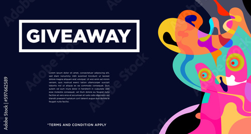 Colorful abstract geometric and fluid banner template for marketing promotion material. Giveaway cash back gift card and member card bonus design template.