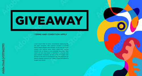 Colorful abstract geometric and fluid banner template for marketing promotion material. Giveaway cash back gift card and member card bonus design template.