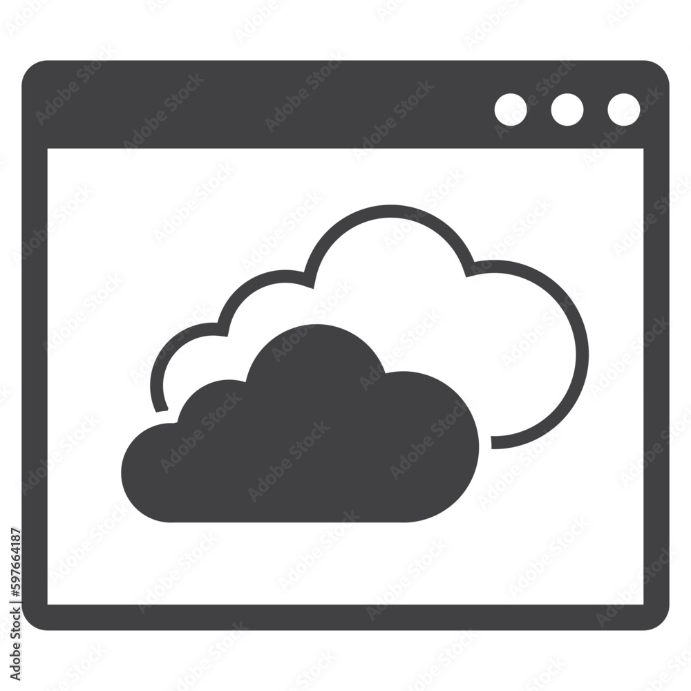 Fototapeta premium Web browser screen and cloud. solid icon