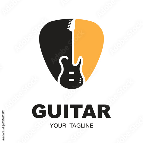 Music and band classic logo, guitar, music club vintage logo