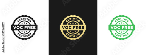 VOC Free Label or VOC Free Sign Vector Isolated in Flat Style. Simple VOC Free Label vector for product packaging design element. And other needs related to VOC Free.
