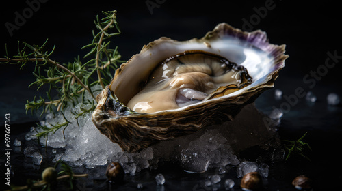 Delicious large oyster. Generative AI