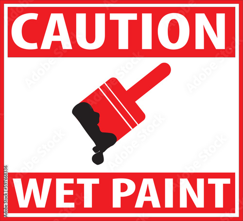 Wet paint caution notice sign vector eps