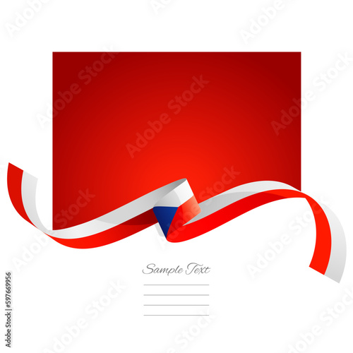 Czechia flag vector. World flags and ribbons. Czech flag ribbon on abstract color background