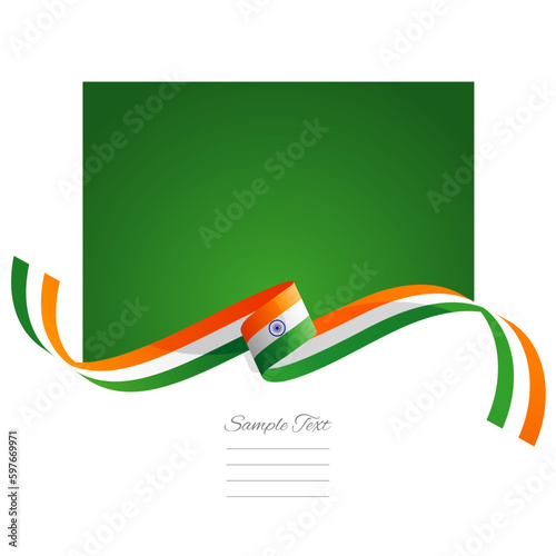 India flag vector. World flags and ribbons. Indian flag ribbon on abstract color background
