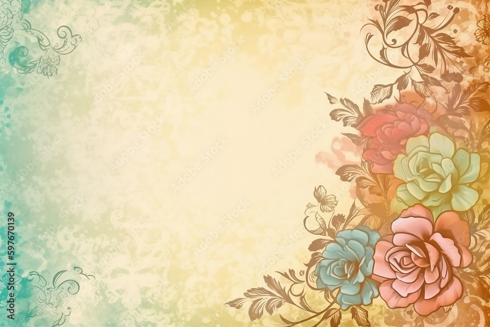 Naklejka premium abstract watercolor flowers pattern on paper background