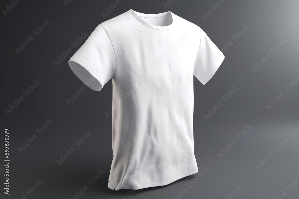Men's Blank T - Shirt Mockup Template, Isolated on White, Generative AI Men's Blank T - Shirt Mockup Template, Isolated on White, Generative AI