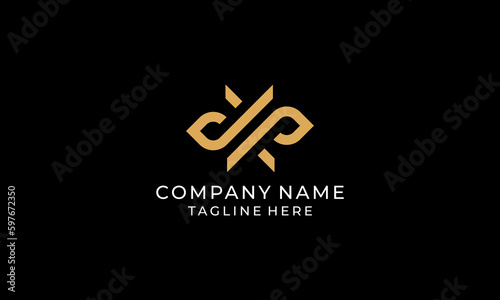 Gold Logo. Letter D and P. Infinity. Vector Illustration 