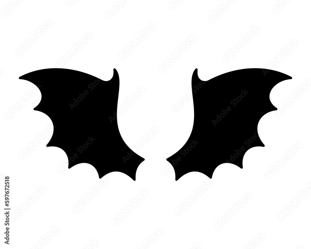 dark wing silhouette evil devil in the shadows Scary bat wings on Halloween night.