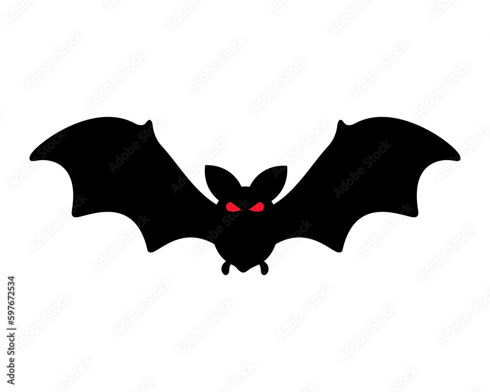 Fototapeta premium Bat silhouette with scary evil eyes. Vampire Victims on Halloween Night
