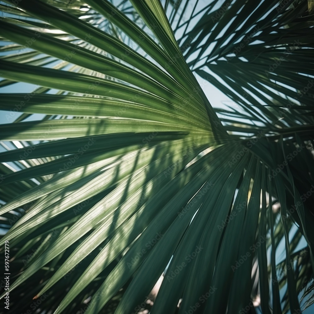 palm tree leaves on sky background. palm tree leaves on sky background.