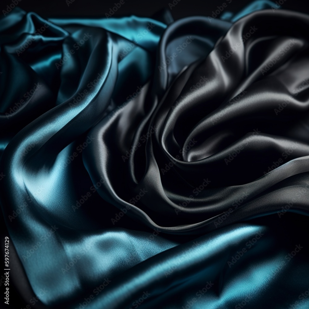 Fototapeta premium Close up black satin background.