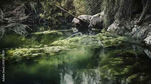 the river in the forest.