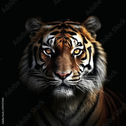 portrait of a tiger on black background. © KKC Studio