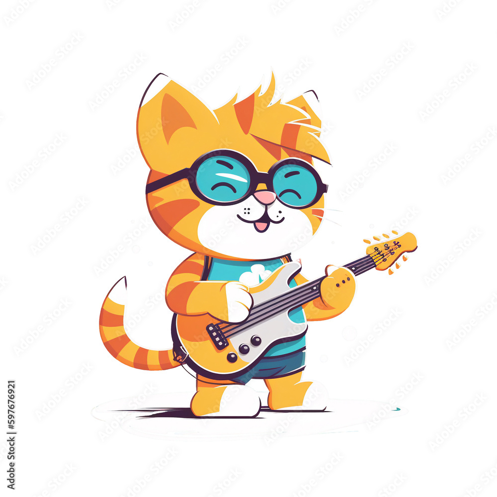Illustration 2D cute cat character AI Generative Illustration 2D cute cat character AI Generative
