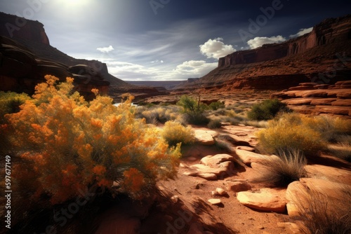 Arches National Park  Moab Utah in Western United States  Stunning Scenic Landscape Wallpaper  Generative AI 