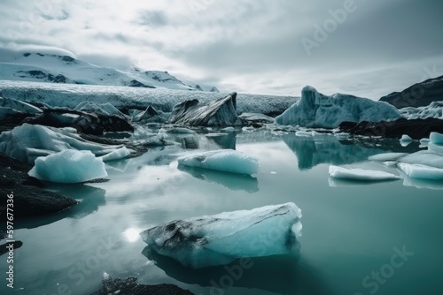 Floating Antarctic Icebergs  Glacier Melting and Global Warming  Stunning Scenic Landscape Wallpaper  Generative AI