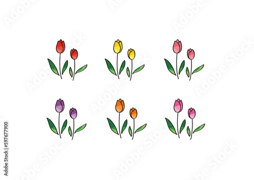 チューリップのイラスト6色セット