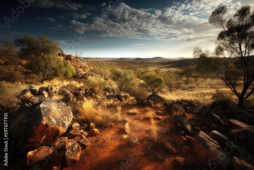 Australian Outback Desert in Australia, Stunning Scenic Landscape Wallpaper, Generative AI