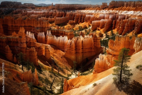 Bryce Canyon National Park in Southwestern in Utah, Stunning Hoodoo Formations Scenic Landscape Wallpaper, Generative AI