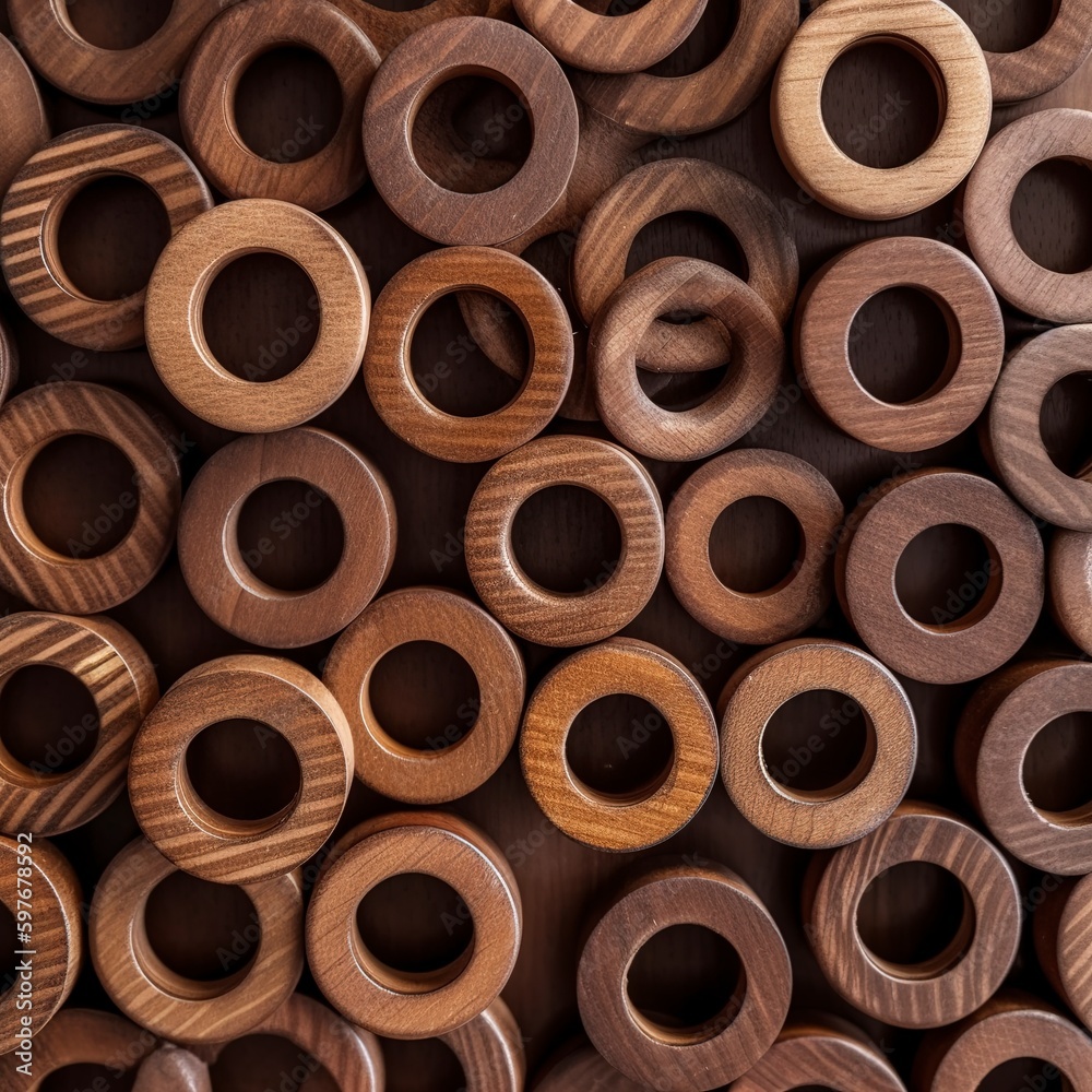 Close-up of a pile of wooden rings. Close-up of a pile of wooden rings.