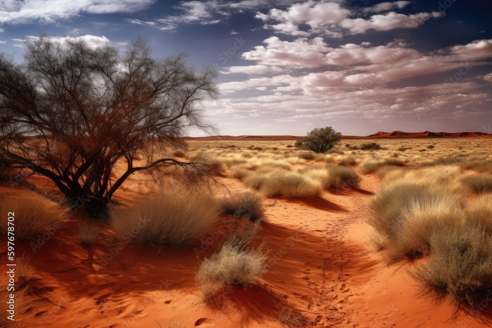 Australian Outback in Australia, Stunning Scenic Landscape Wallpaper, Generative AI