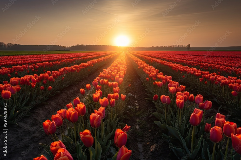 Dutch Holland Tulip Flower Field Festival in the Netherlands, Stunning ...