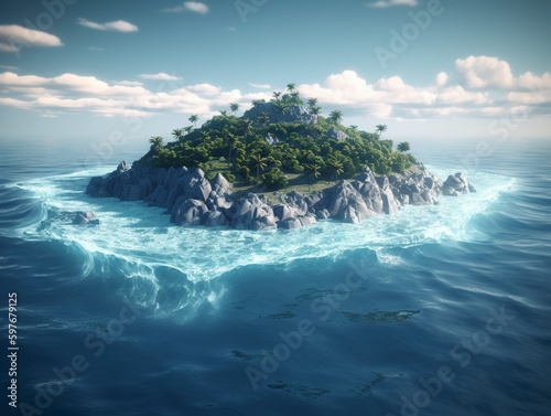 tropical island in the ocean.