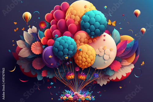 beautiful balloons and flowers for designs 
