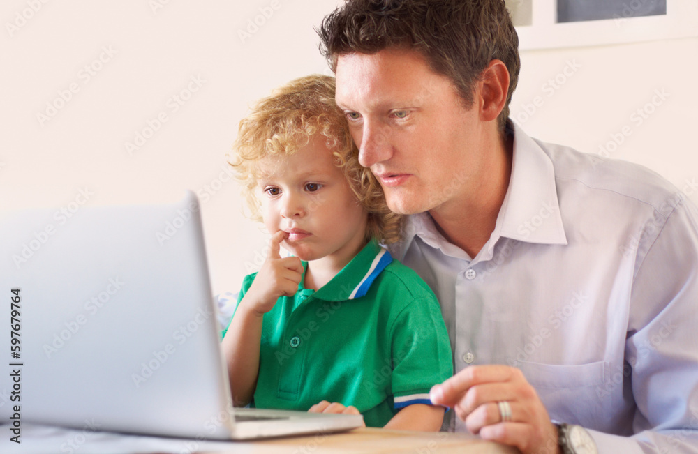 Laptop, elearning and father with kid in home for homework, homeschool and studying. Computer, online education and child with dad for learning, teaching or knowledge, helping and bonding in house. Laptop, elearning and father with kid in home for homework, homeschool and studying. Computer, online education and child with dad for learning, teaching or knowledge, helping and bonding in house.