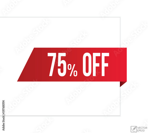 Vector illustration modern 75% off banner, Isolated web element.