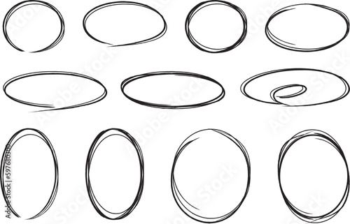 ペンで描いたアンダーラインブラシ丸セット	
